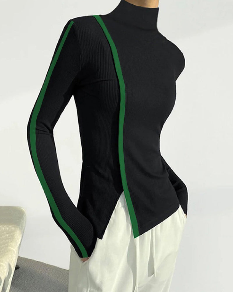 Genser med turtleneck og patchwork