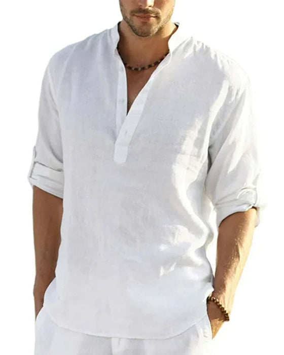 Herreskjorte i bomull og lin