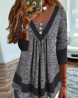 Uformelt top med firkantet hals med knapper