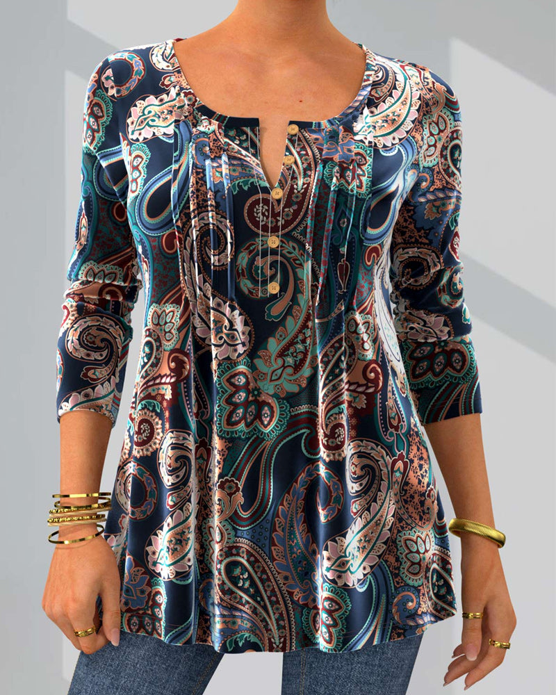 Bluse med Paisley-print
