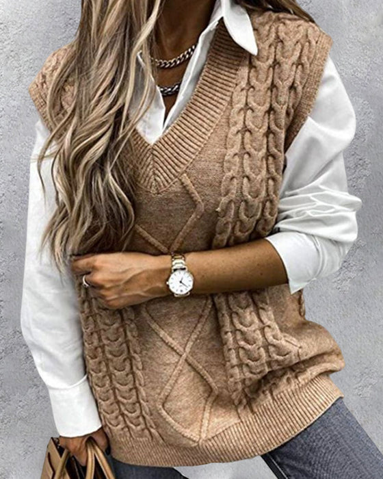 Ermeløs genservest med v-hals