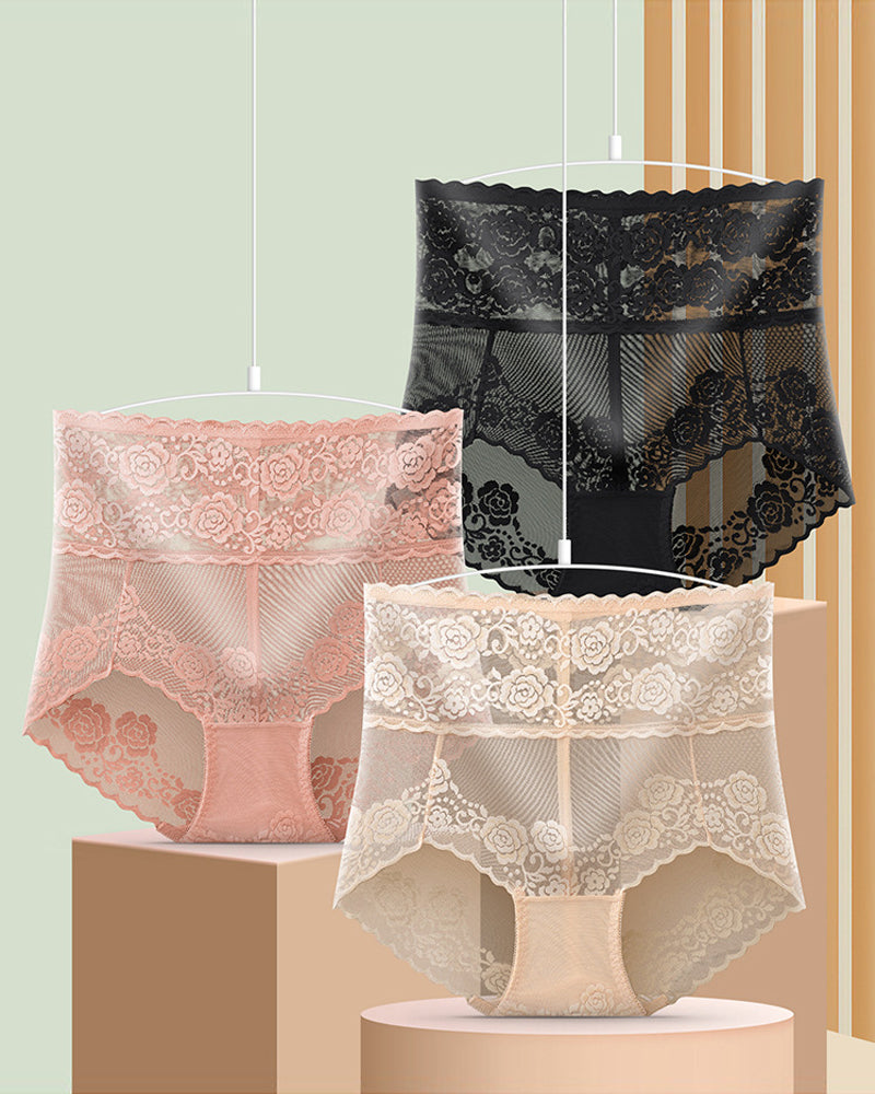 Truser med høy midje i blonder