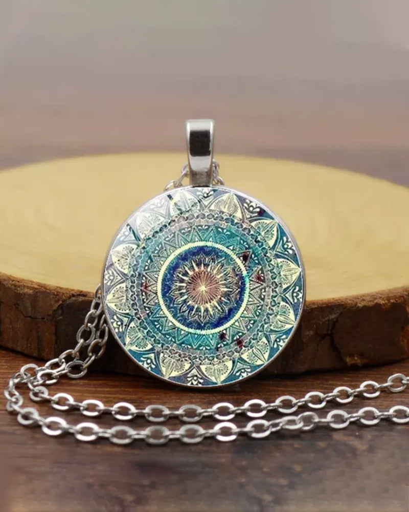 Mandala blomst halskjede sett
