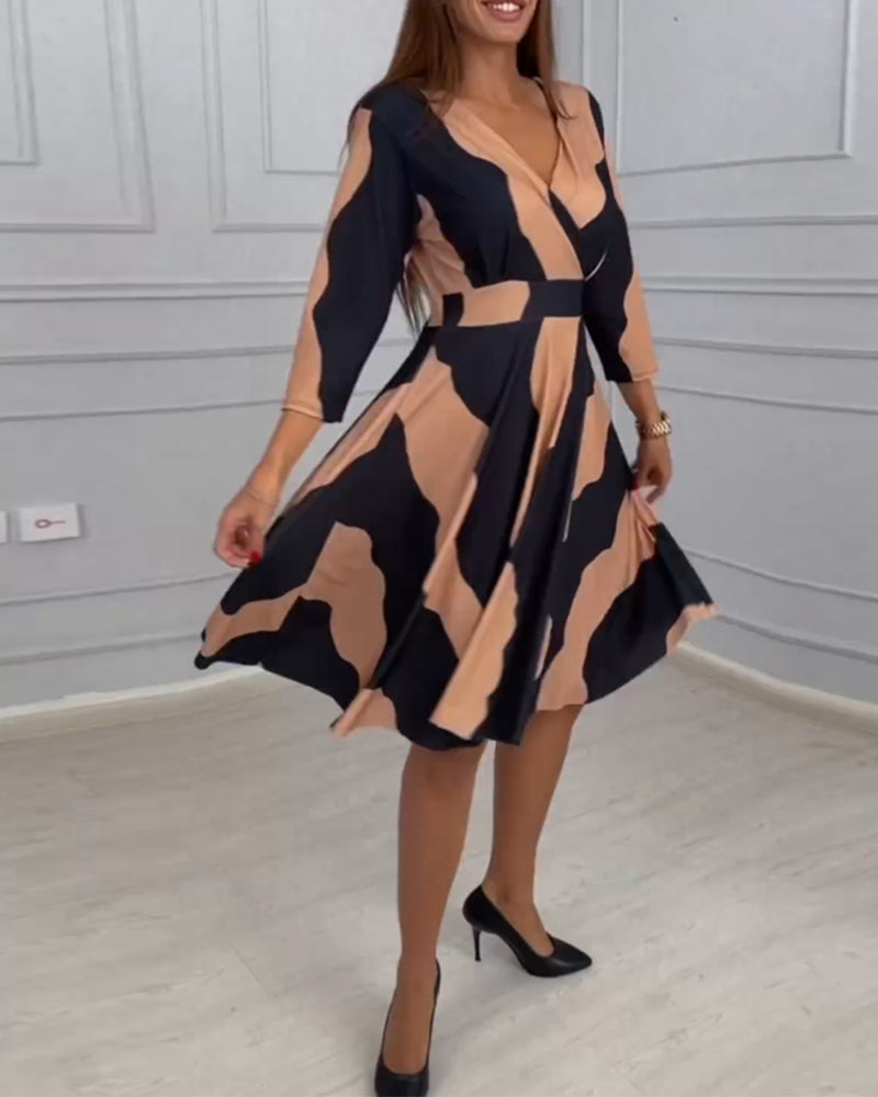 Vintage A-linje kjole med trykk