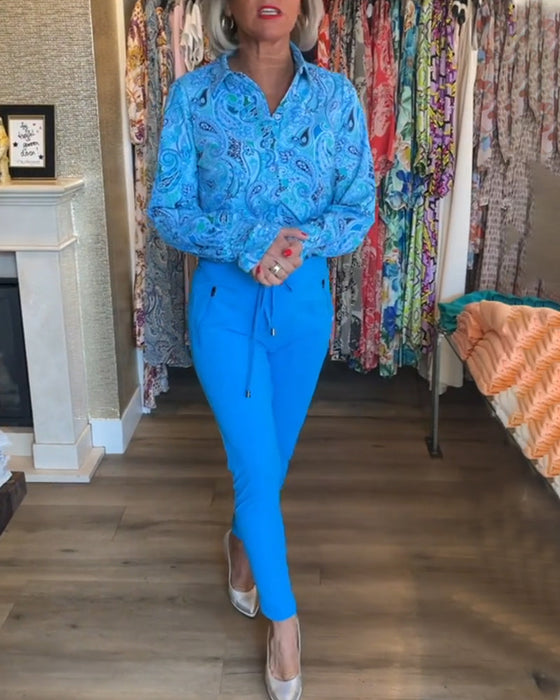 Langermet ferieskjorte med trykk