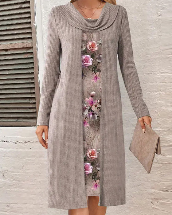 Patchworkkjole med blomstertrykk