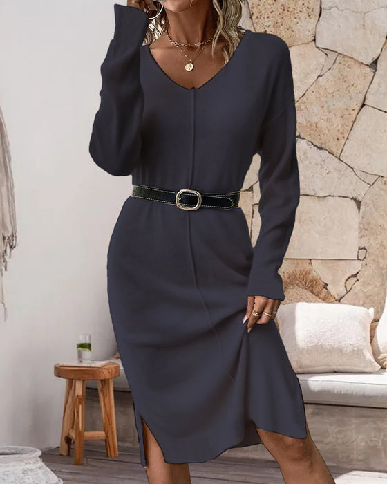 Elegant Kjole Med V-Hals