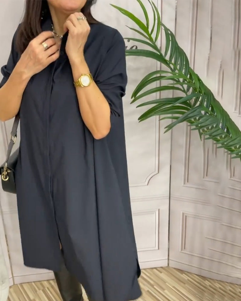 Ensfarget casual kjole med jakkeslag