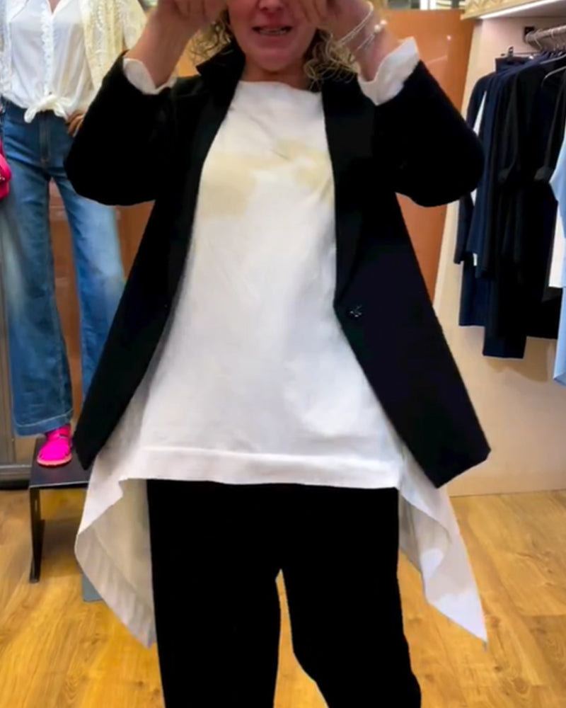 Ensfarget topp med rund hals