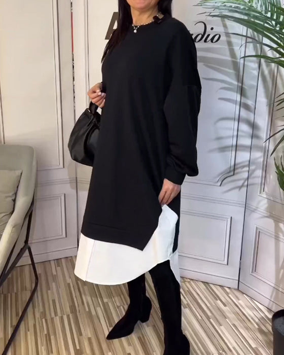 Runde nakke lappeteppe kjole