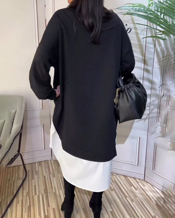 Runde nakke lappeteppe kjole