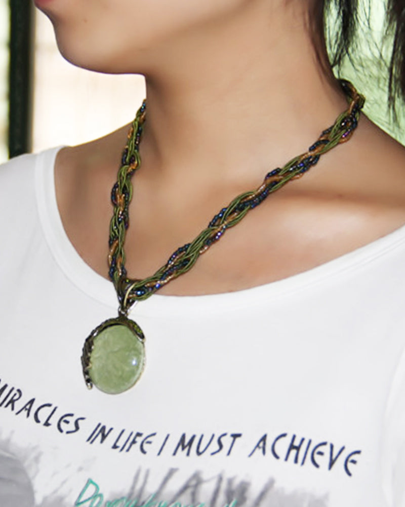 Boho håndflettet kjede med anheng