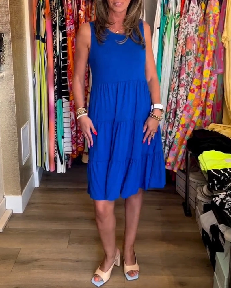 Kjole med plissert passform og ermeløs