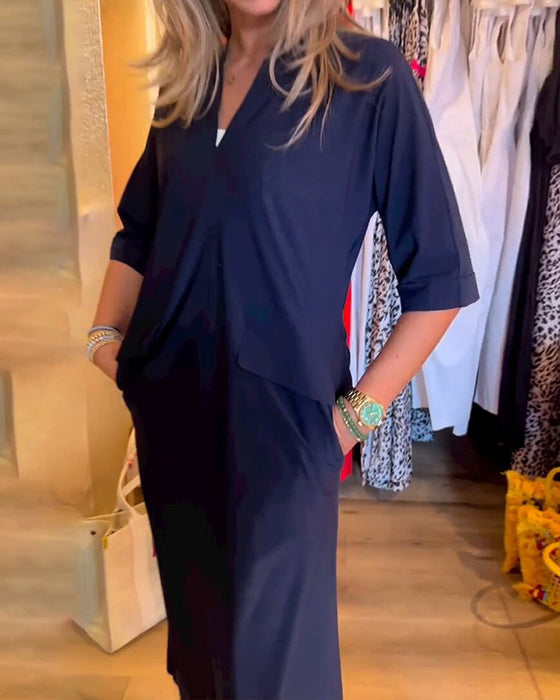 Lommekjole med v-hals