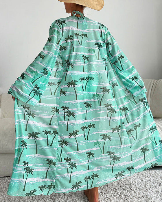 Tredelt bikinisett med kokosnøtttrykk