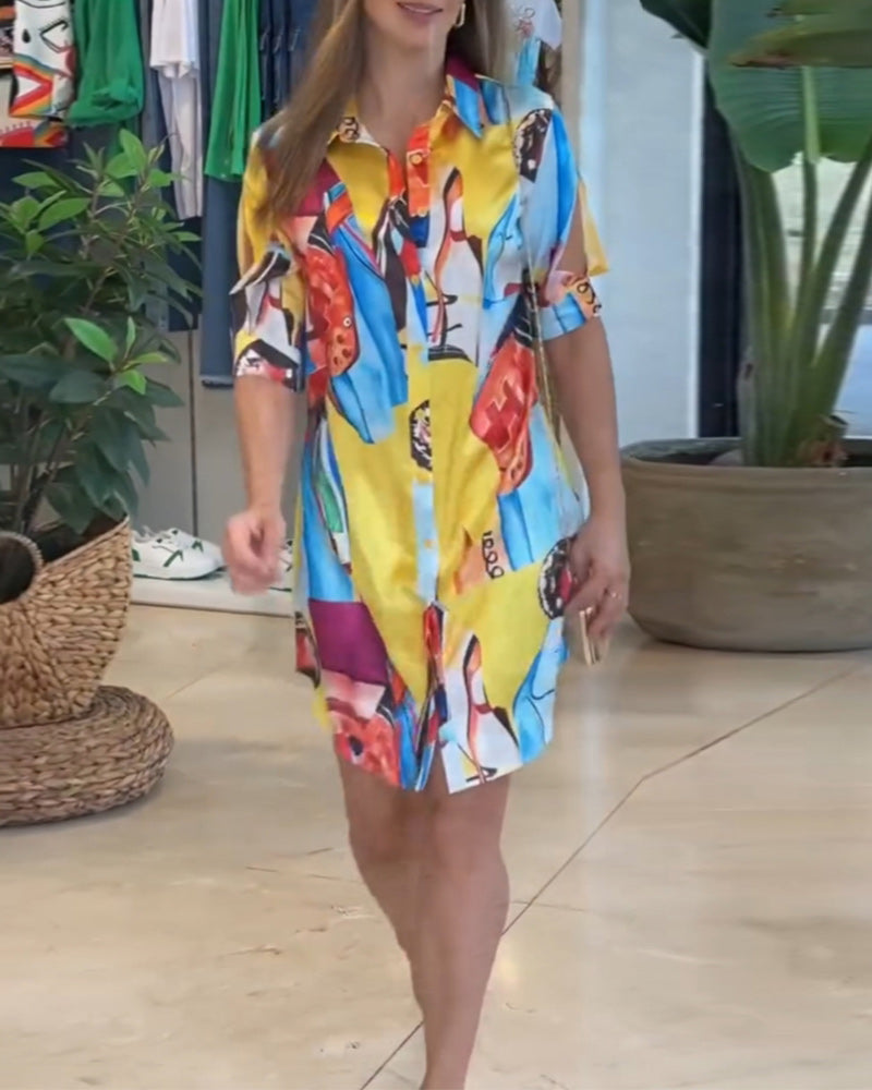 Fritidskjole med fargerik print