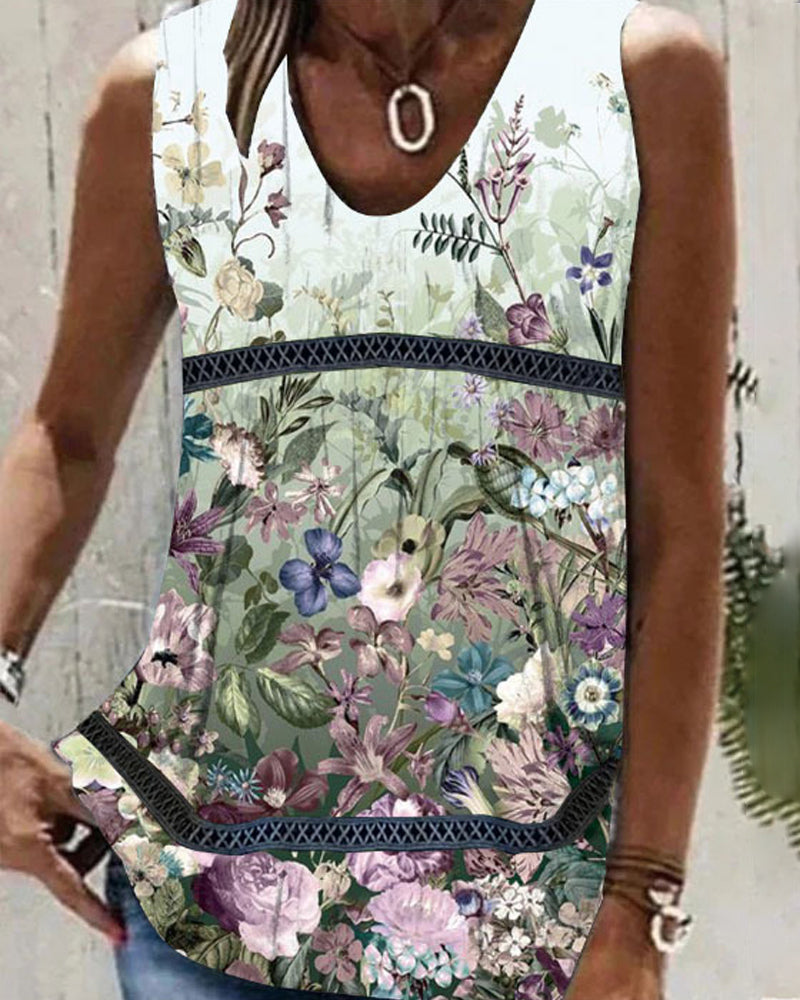 Blomster og Paisley Print Tank Top
