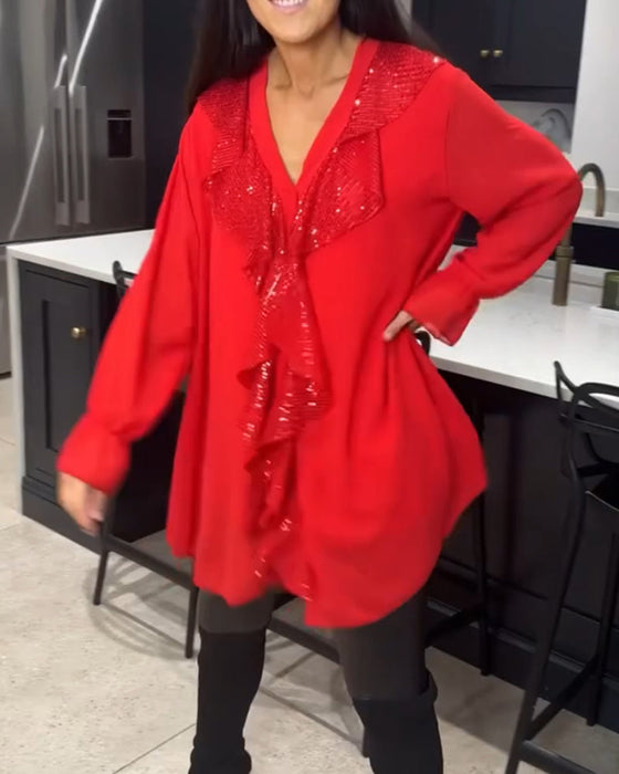 Bluse med volanger og elegant stil