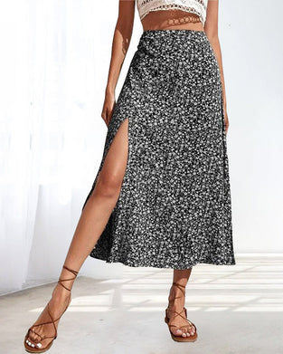 Midt midje pose hofteskjørt med splitt