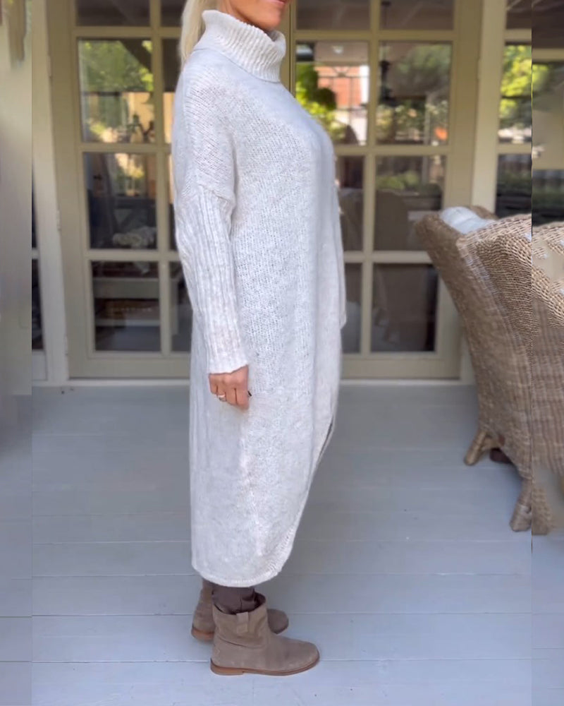 Pullover med høy nakke og lang