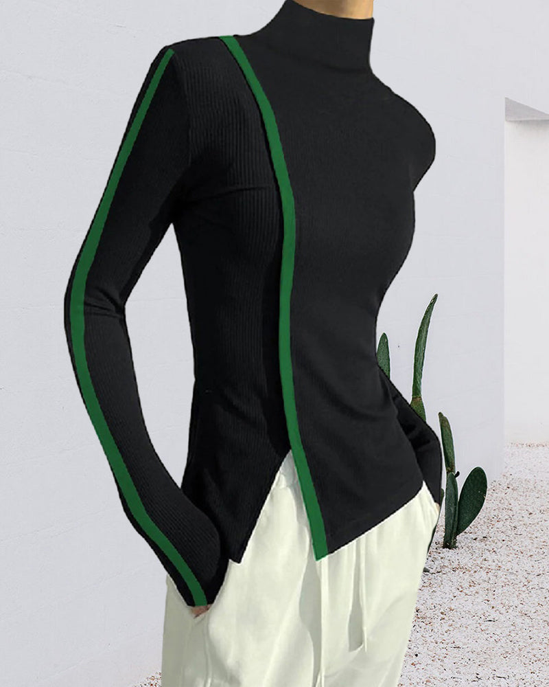 Genser med turtleneck og patchwork