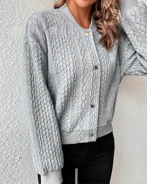 Ensfarget cardigan med knapper