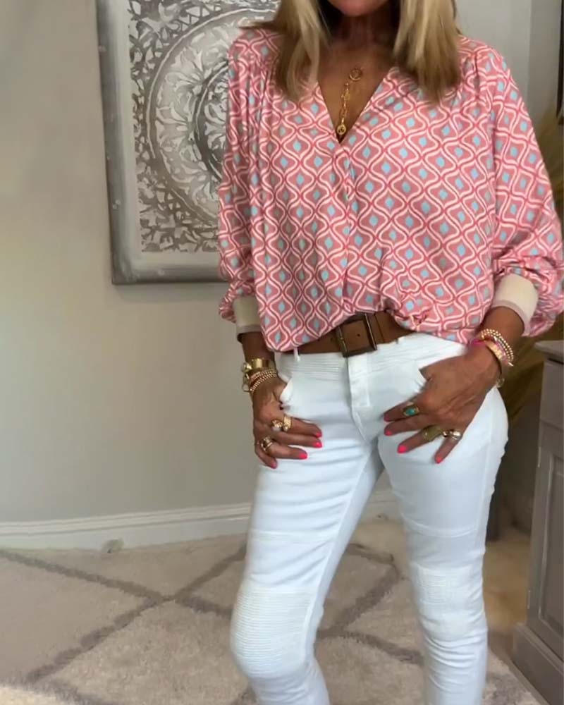 bluse langermet bølgepunkt