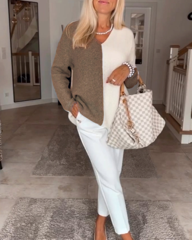 V-hals fargeblokkgenser