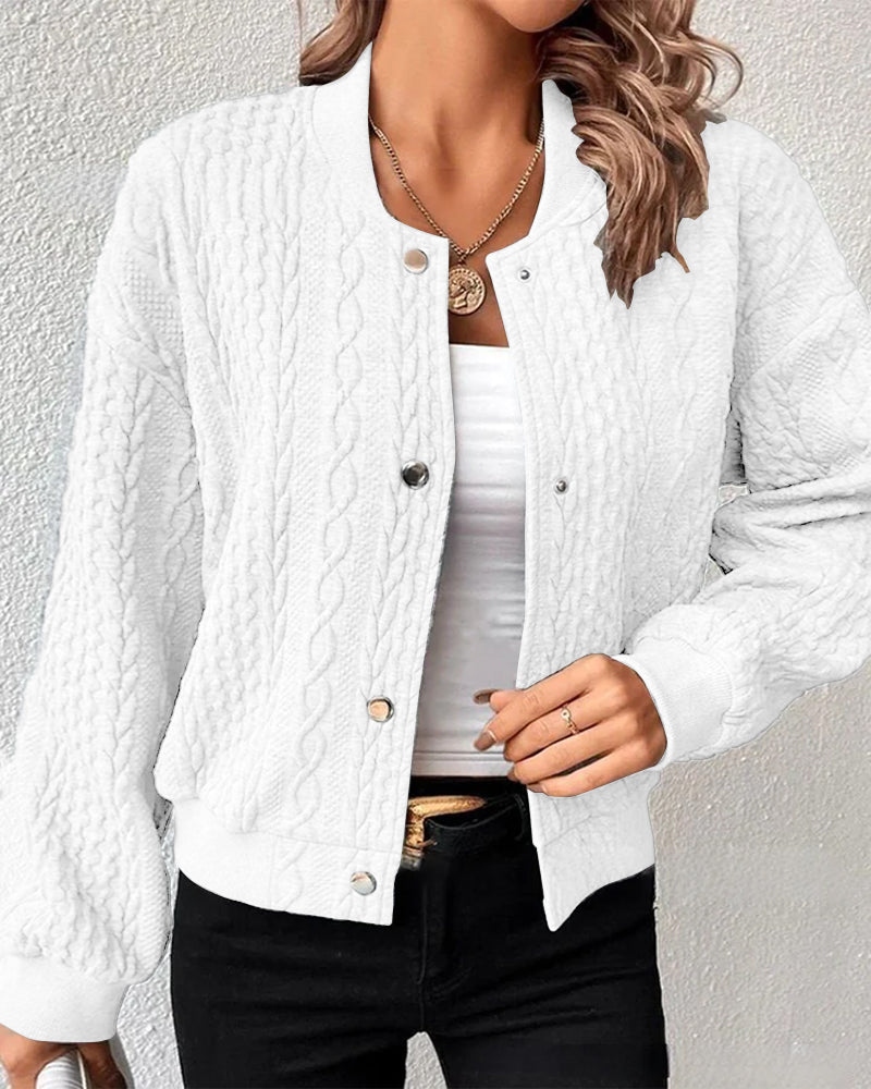 Ensfarget cardigan med knapper