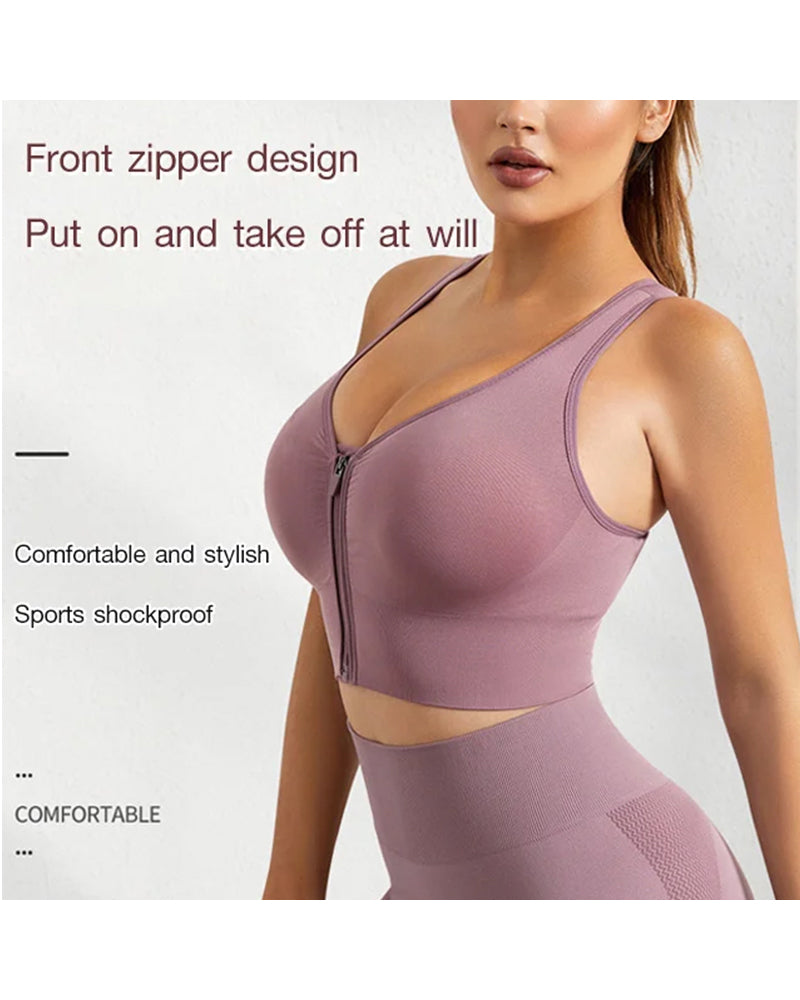 Vest sports-bh med glidelås