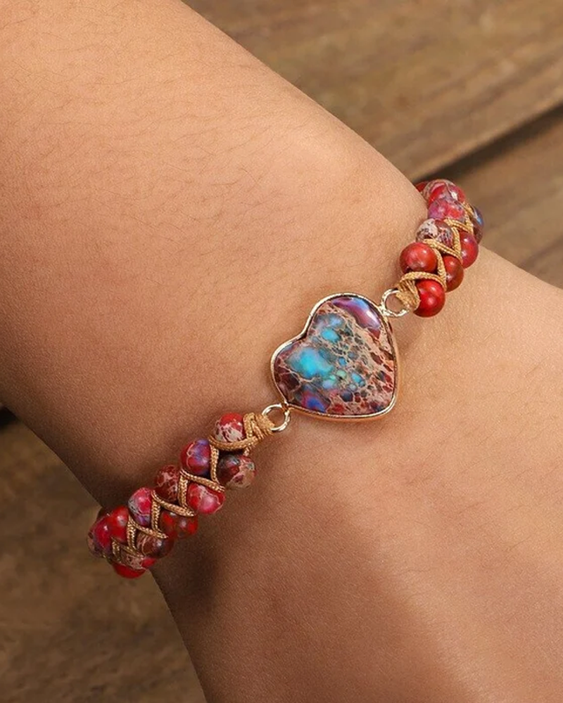 Lidenskapelig hjertearmbånd med jaspisstein