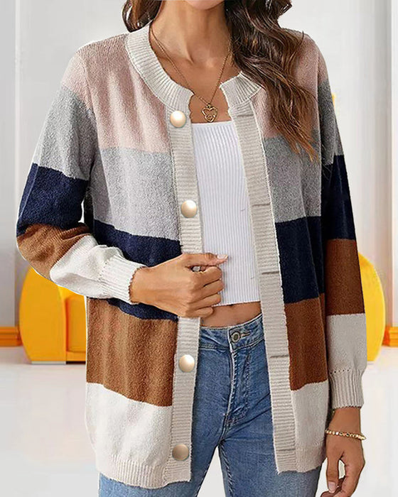 Colorblock cardigan for kvinner
