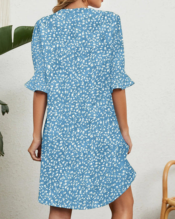 Grønn blomsterkjole for kvinner