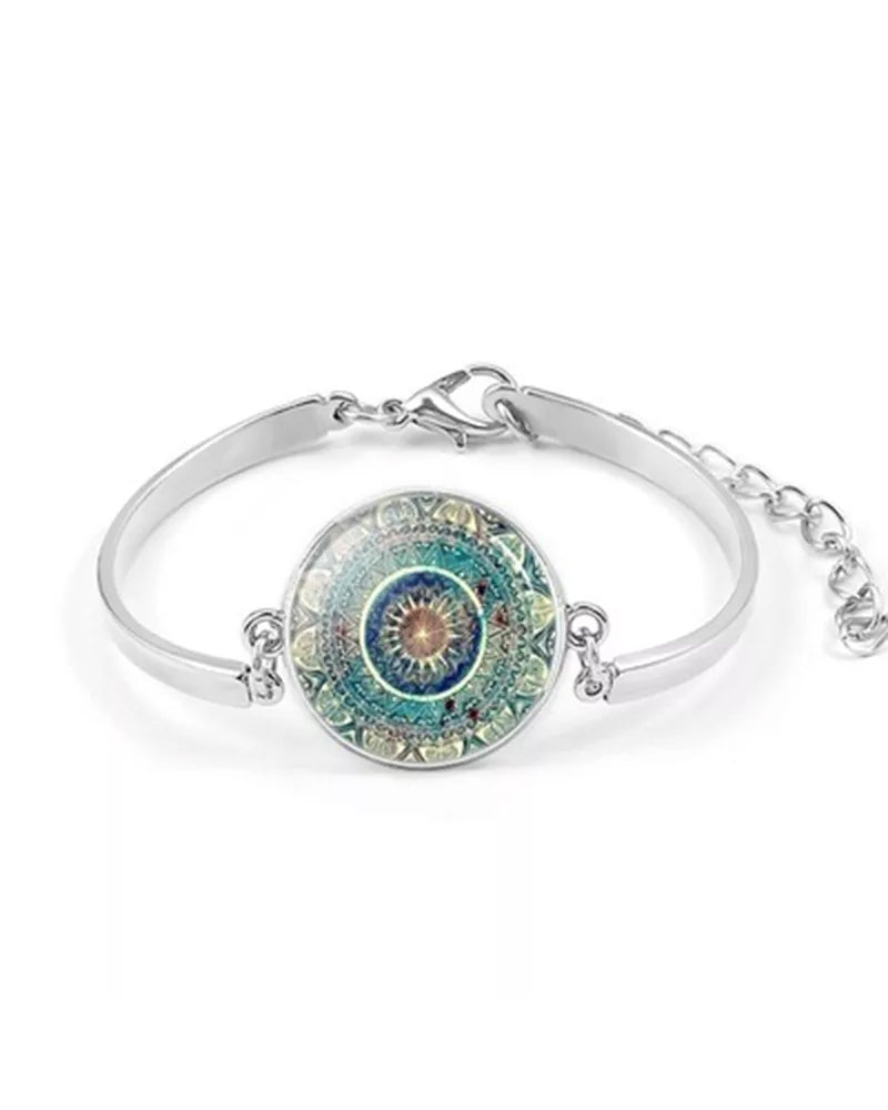 Mandala blomst halskjede sett