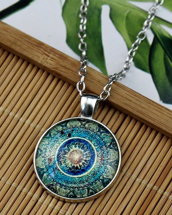 Mandala blomst halskjede sett