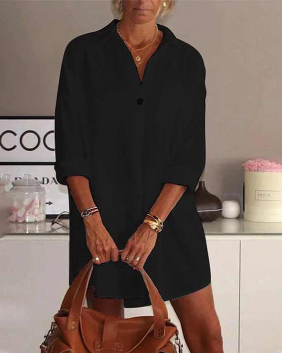 Ensfarget langermet skjorte