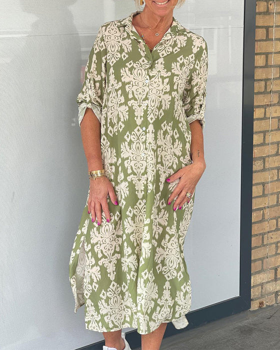 Spaltekjole med blomstertrykk