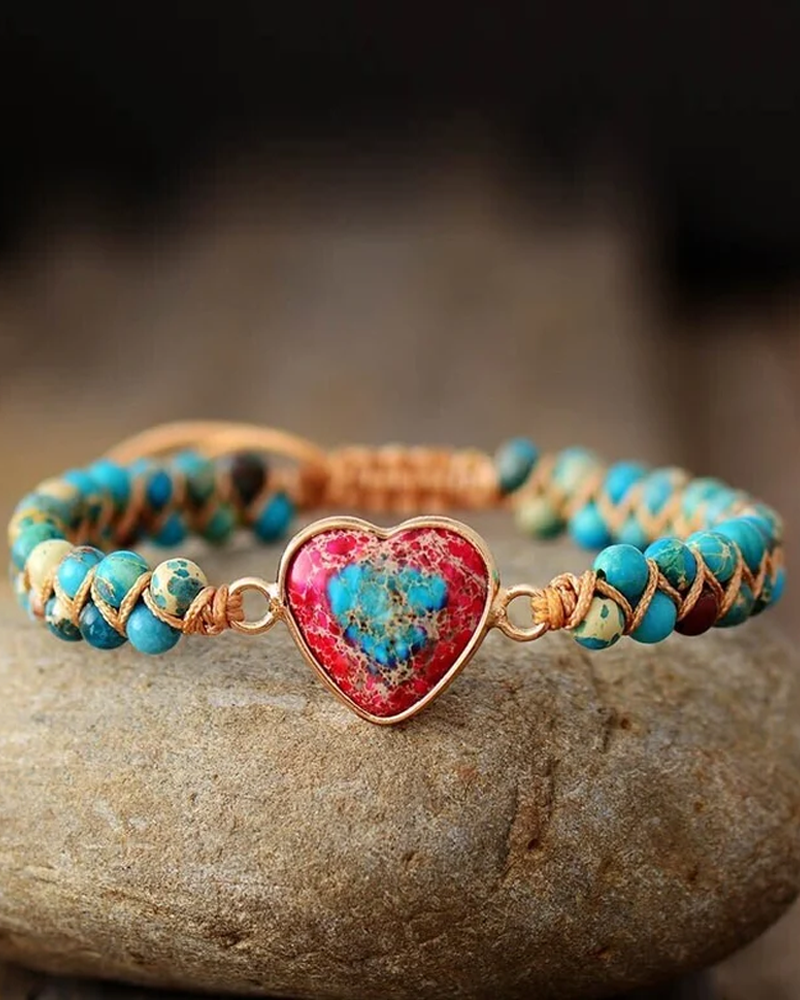 Lidenskapelig hjertearmbånd med jaspisstein