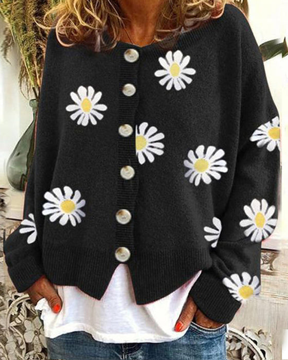 Loose daisy knit cardigan