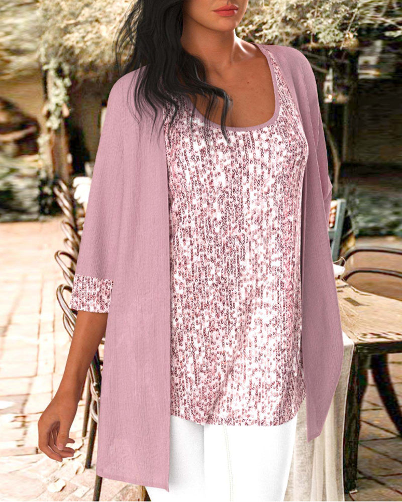 Paljett-topp og cardigan