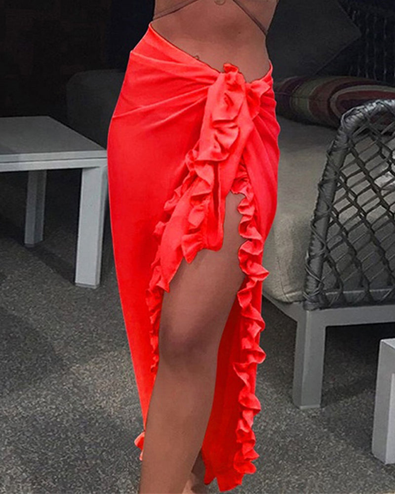 Ensfarget Ruffle Cover Up