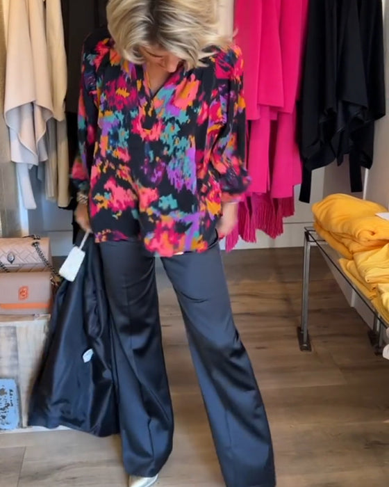 Personlig trykt elegant langermet bluse