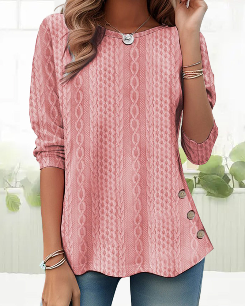 Ensfarget topp med rund hals