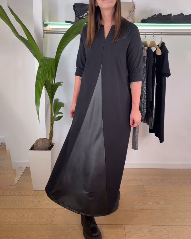 Uformelt patchwork ensfarget kjole