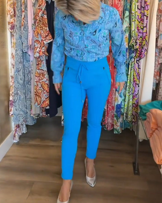 Langermet ferieskjorte med trykk