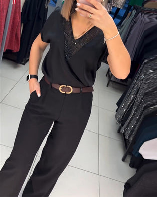 V-hals kortermet avslappet topp