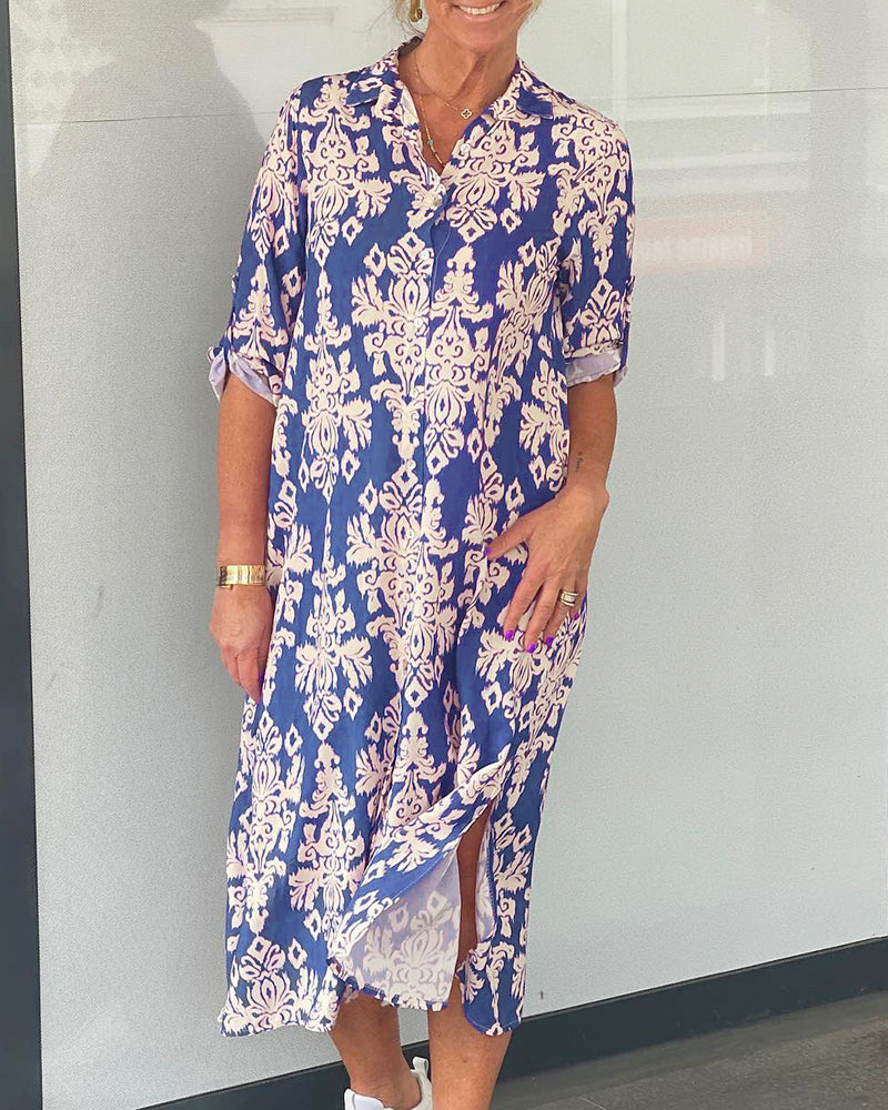 Spaltekjole med blomstertrykk