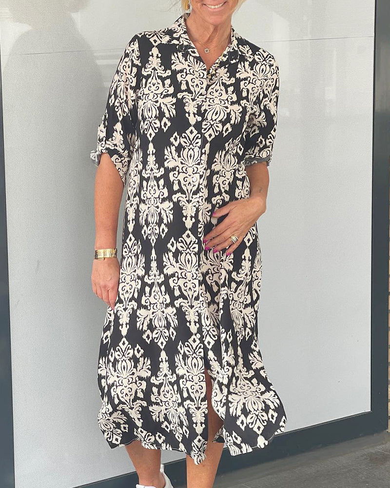 Spaltekjole med blomstertrykk