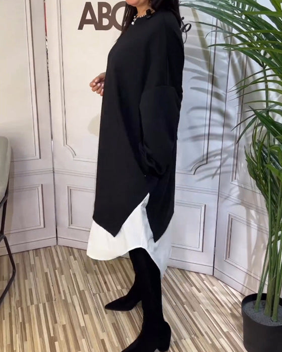 Runde nakke lappeteppe kjole