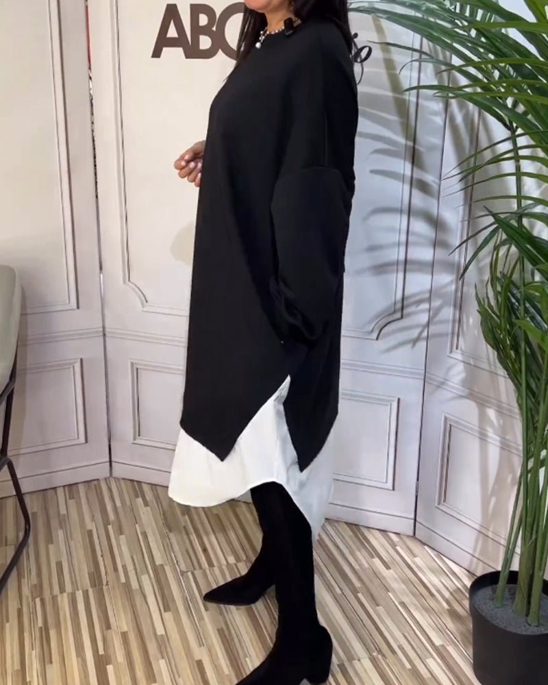 Runde nakke lappeteppe kjole